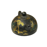 Vintage Chinese Black Golden Graphic Zisha Clay Teapot Art Display GB135S