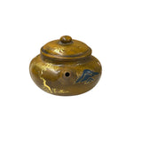 Vintage Chinese Mustard Yellow Graphic Zisha Clay Teapot Art Display GB136S