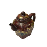 Vintage Chinese Reddish Brown Graphic Zisha Clay Teapot Art Display GB137S