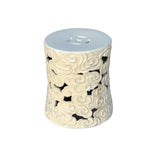 Off White Cream Swirl Cloud Pattern Round Ceramic Stool Table GB146S