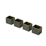 Set of 4 Turquoise Enamel Cloisonne Furniture Feet Metal Bracket GB150S