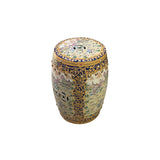Vintage Oriental Chinoiserie Western Graphic Porcelain Stool Table Ottoman GB163S