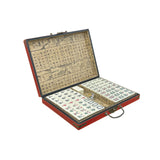 Chinese Flower Bird Red Vinyl Box Regular Size Mahjong Tiles Game Set GB166S