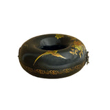 Oriental Black Flower Bird Graphic Donut Shape Container Box GB169S