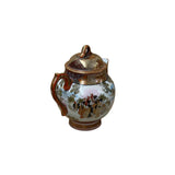 Oriental Orange Red Glaze Porcelain Art Display Teapot Scenery Graphic GB193S