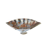 Oriental Fan Shape Porcelain Display Art Plates Golden Scenery Graphic GB194S