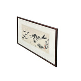 Oriental Thumb Ink Paint Koi Fishes Horizontal Wood Framed Art GB201S