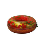 Oriental Red Dragon Phoenix Graphic Donut Shape Container Box GB205S