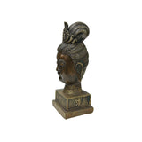 Vintage Bronze Patinated Bodhisattva Bust Buddha Metal Statue GB212S