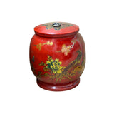 Oriental Red Flower Bird Graphic Jar Shape Container Box GB228S