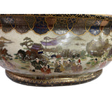 Porcelain Oriental Golden Color Satsuma Graphic Oval Pot GB229S