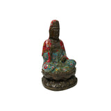 Vintage Cloisonne Enamel Lotus Base Bodhisattva Metal Buddha Statue GB235S