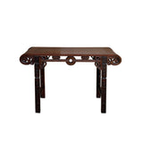 Vintage Oriental Brown Scroll End RuYi Apron Altar Console Table GB243S