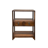 Chinese Brown Stain Wood Rectangular Small Curio Display Stand GB250S