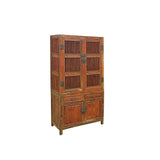 Vintage Brown Oriental Open Bars Doors Display Curio Cabinet Bookcase GB259S