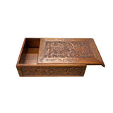 Oriental Cloud Scroll Dragons Relief Motif Treasure Chest Box GB264S