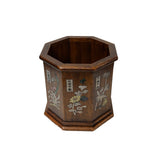 Chinese Brown Natural Patina Mother of Pearl Brush Pen Holder Art GB267S