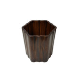 Chinese Brown Natural Patina Flower Octagonal Brush Pen Holder Art GB270S