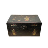 Oriental Mother of Pearl  Dark Brown Wood Small Trunk Chest Box GB271S