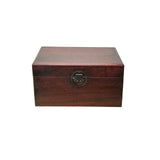 Oriental Plain Surface Brown Natural Wood Small Trunk Chest Box GB272S