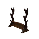 Chinese Brown Wood Horizontal Pen Brush Holder Display Rack GB274S