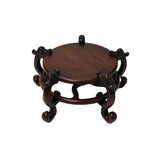 4.75" Dark Brown Round Top 5 Curved Legs Wood Display Stand Riser Easel GB278S