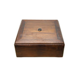 Oriental Plain Surface Brown Natural Wood Small Square Accent Box GB279S