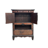 Oriental Brown Black Hardware Drawers Accent Storage Cabinet GB288S