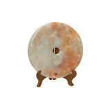 11.75" Natural White Brown Onyx Stone Round Fengshui Home Decor Display GB294S