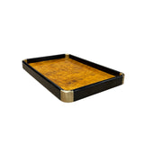 Chinoiseries Golden Brown Burl Rectangular Wood Accent Tray GB313S