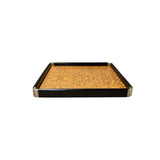 Chinoiseries Golden Brown Burl Square Wood Accent Tray GB314S