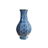 Chinese Blue & White Porcelain Hexagon Lotus Flower Vase GB317S