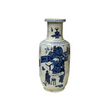 Oriental Blue White People House Gathering Graphic Porcelain Art Vase GB331S