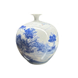 Chinese Blue White Handpaint Mountain Tree Scenery Porcelain Vase GB563S