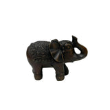 Vintage Dark Brown Metal Elephant Trunk Up Accent Figure GB589S