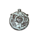 Chinese Flask Moon Copper Red Dragon Phoenix Porcelain Art Vase GB591S