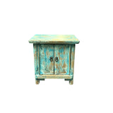 16.25" Distressed Light Blue 2 Doors End Table Nightstand Chest GB596S