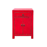 Distressed Rustic Rough Bright Red Drawer Small End Table Nightstand GB599S