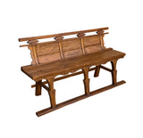 Vintage Rustic Raw Wood Long Sitting Bench with Back GB610S