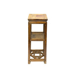 Vintage Patina Square Slim Wood Pedestal Display Stand Side Table GB619AS
