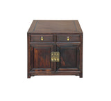 Vintage Brown Wood Patina Deep Wide Side End Table Nightstand Cabinet GB622AS