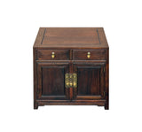 Vintage Brown Wood Patina Deep Wide Side End Table Nightstand Cabinet GB622BS