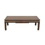 Oriental Dark Brown Natural Wood Drawers Rectangular Low Coffee Table GB623S