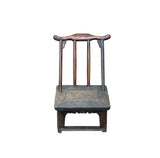 Vintage Rustic Patina Small Low Wood Bench Stool Table w Back GB624S