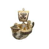 Vintage Asian Cream Bone Inset Treasure Ship Display Art Figure GB646S