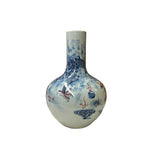 Oriental Blue Red Dragon Graphic Fat Body White Porcelain Art Vase GB655S