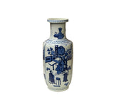 Oriental Blue White People House Gathering Graphic Porcelain Art Vase GB658S