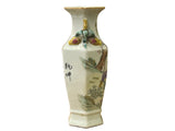 Chinese Scenery Graphic Hexagonal White Porcelain Art Vase GB659S