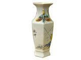 Chinese Scenery Graphic Hexagonal White Porcelain Art Vase GB660S