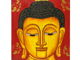Vintage HandPainted Artistic Buddha Head Wood Plaque Art GB576S